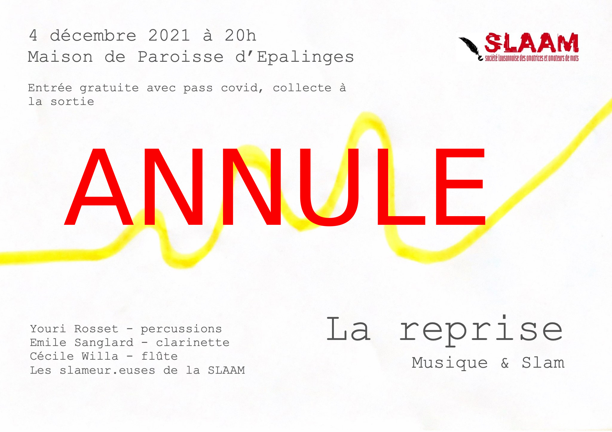 4 décembre 2021 – La Reprise –  Epalinges ANNULE